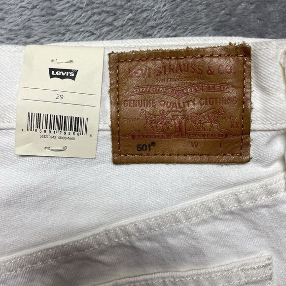 Levi's Premium 501 High Rise Distressed Off-White Denim Shorts Women's Sz 29 - Picture 7 of 15